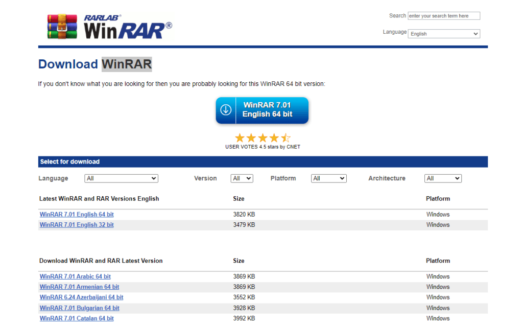 WinRAR For File Compression - Windows App